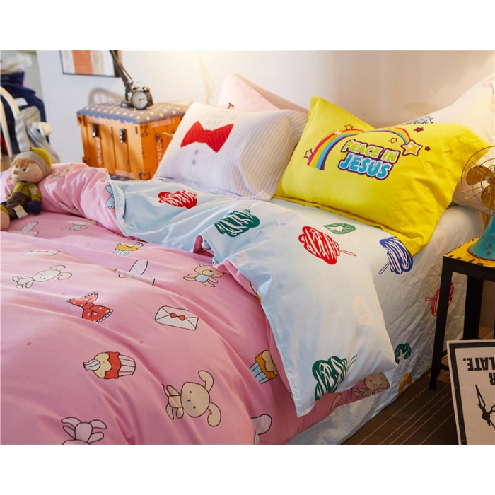 91家纺网 家纺一手货源 找家纺 芃成家纺 活性磨毛混搭四件套欢乐童年