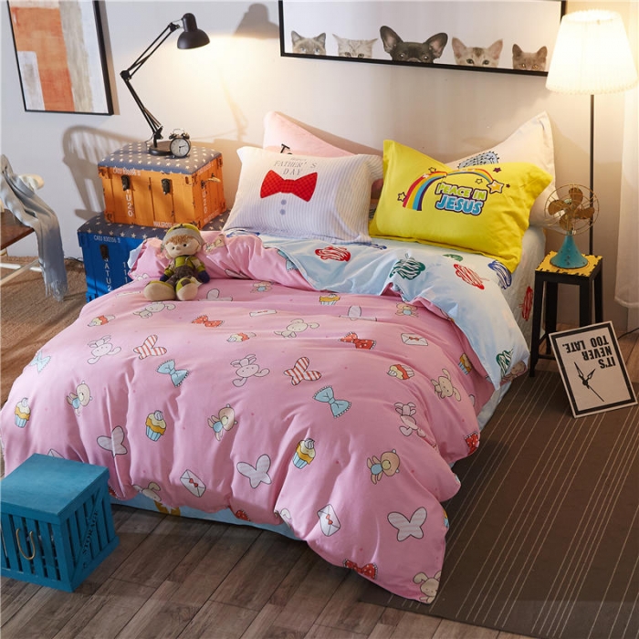 91家纺网 家纺一手货源 找家纺 芃成家纺 活性磨毛混搭四件套欢乐童年