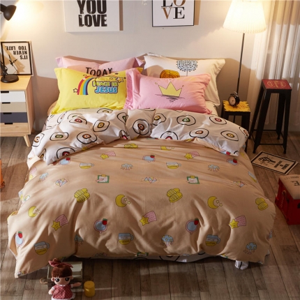 91家纺网 家纺一手货源 找家纺 芃成家纺 活性磨毛混搭四件套欢乐午夜