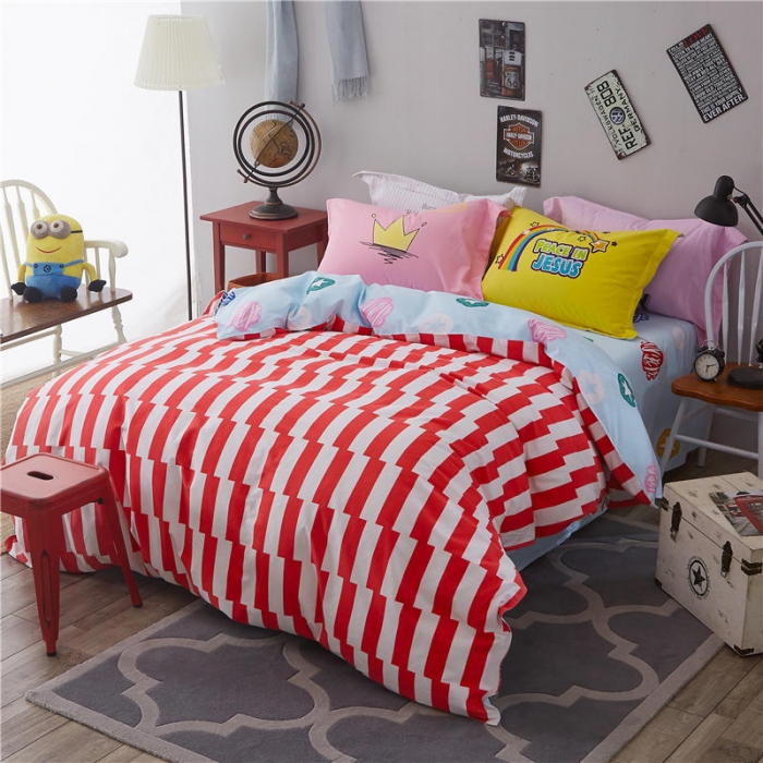 91家纺网 家纺一手货源 找家纺 芃成家纺 活性磨毛混搭四件套简爱