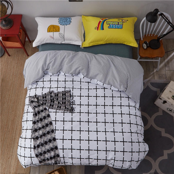 91家纺网 家纺一手货源 找家纺 芃成家纺 活性磨毛混搭四件套简约格调