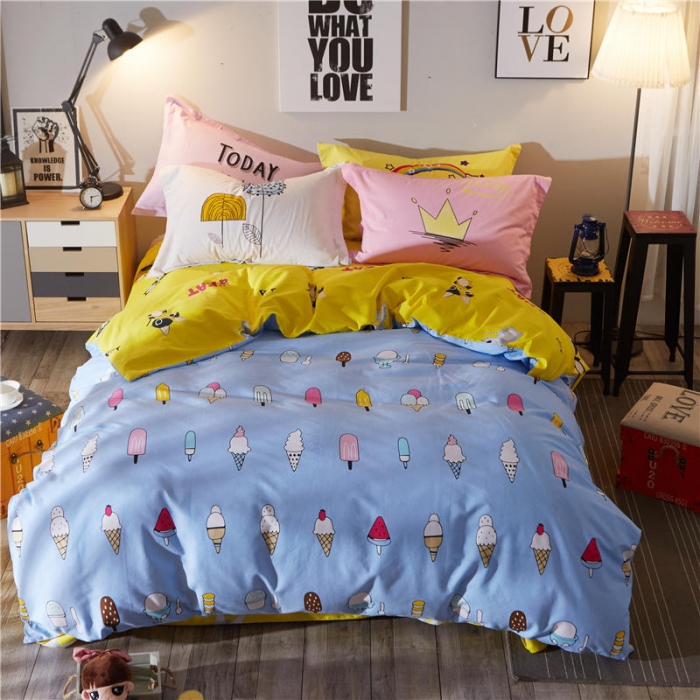 91家纺网 家纺一手货源 找家纺 芃成家纺 活性磨毛混搭四件套冷饮时代