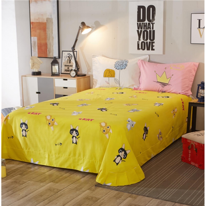 91家纺网 家纺一手货源 找家纺 芃成家纺 活性磨毛混搭四件套猫恋上鱼