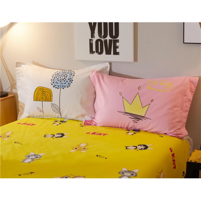 91家纺网 家纺一手货源 找家纺 芃成家纺 活性磨毛混搭四件套猫恋上鱼