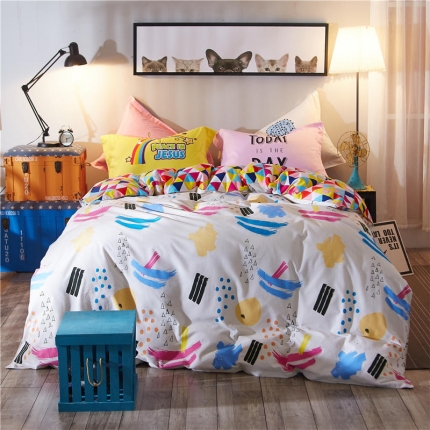 91家纺网 家纺一手货源 找家纺 芃成家纺 活性磨毛混搭四件套梦幻时光