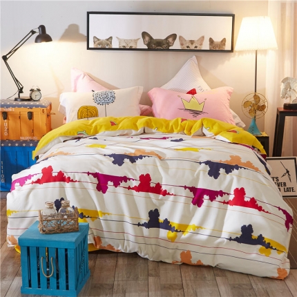 91家纺网 家纺一手货源 找家纺 芃成家纺 活性磨毛混搭四件套梦幻世界