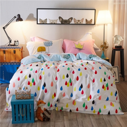 芃成家纺 活性磨毛混搭四件套七彩雨露