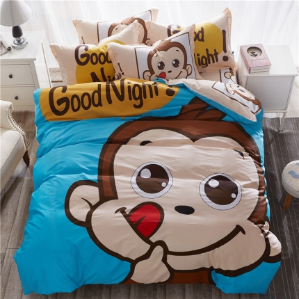 芃成家纺 40平网13372全棉宜家卡通混搭四件套阳光猴