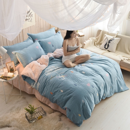 91家纺网 家纺一手货源 找家纺 芃成家纺 磨毛水洗棉四件套 小雨伞-兰