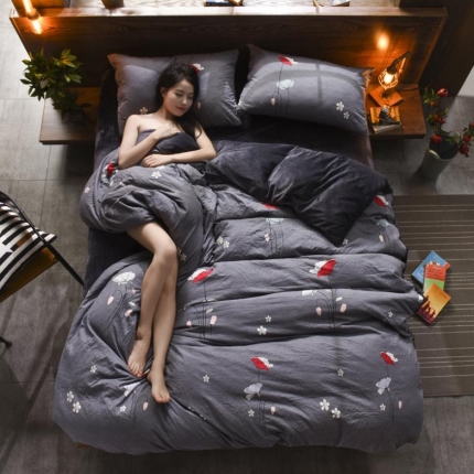 91家纺网 家纺一手货源 找家纺 （总）芃成家纺 水洗磨毛加绒四件套