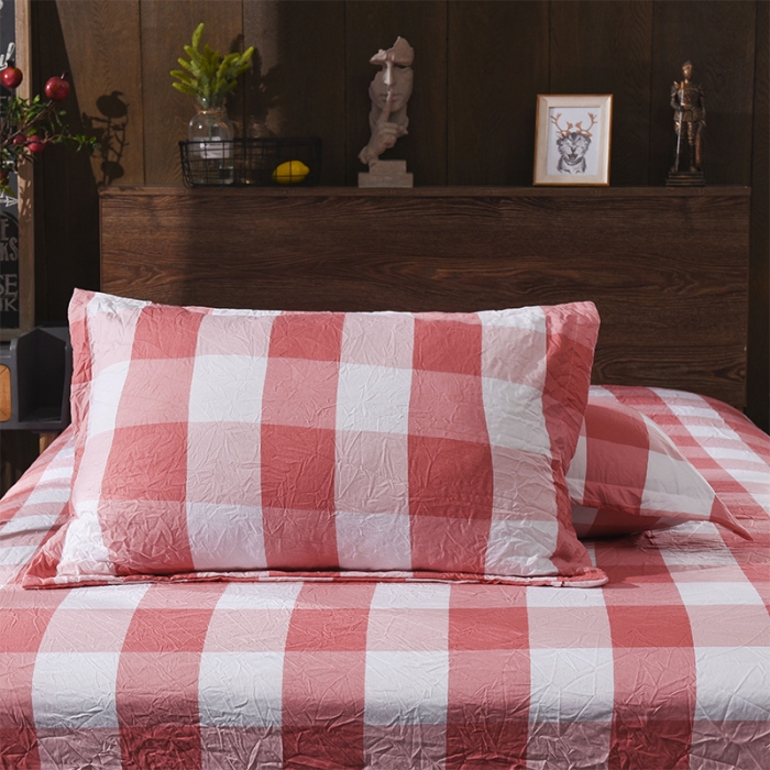 91家纺网 家纺一手货源 找家纺 芃成家纺 磨毛水洗棉四件套 查尔斯-红