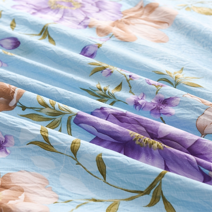 91家纺网 家纺一手货源 找家纺 芃成家纺 磨毛水洗棉四件套 蓝语迷情-兰