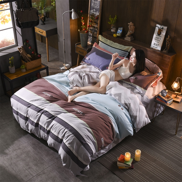 91家纺网 家纺一手货源 找家纺 芃成家纺 磨毛水洗棉四件套 巴黎风情-兰