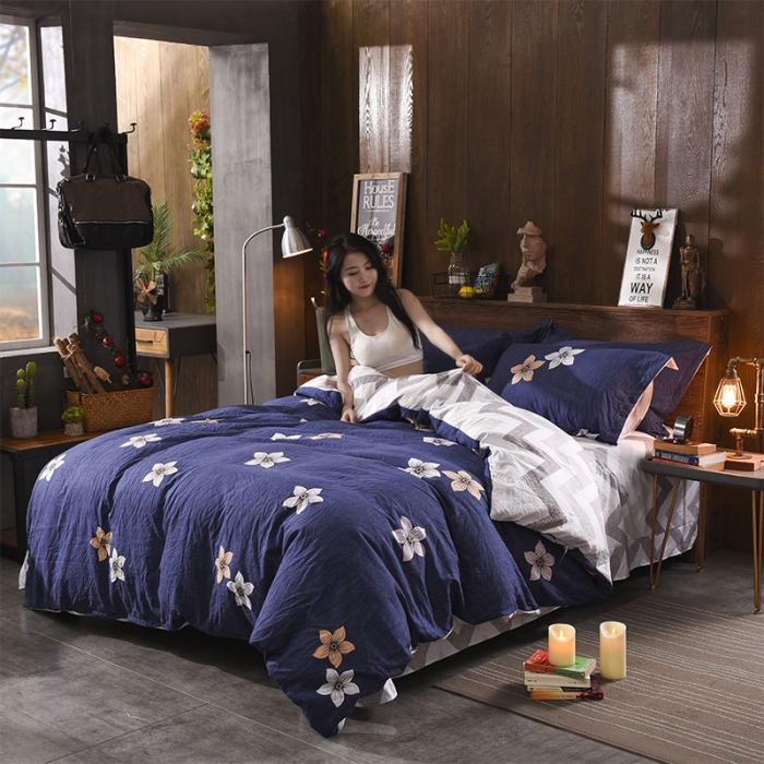 91家纺网 家纺一手货源 找家纺 芃成家纺 磨毛水洗棉四件套 瑾熙