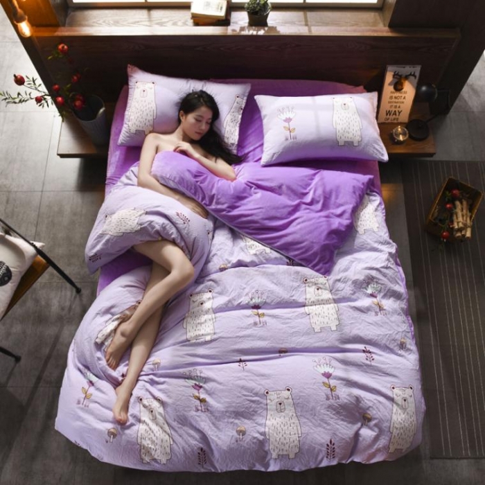 91家纺网 家纺一手货源 找家纺 芃成家纺 水洗磨毛加绒四件套 笨笨熊