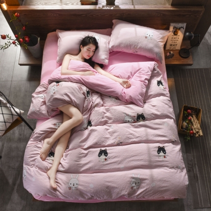 芃成家纺 水洗磨毛加绒四件套 萌宠宝贝