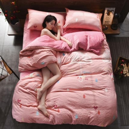 芃成家纺 水洗磨毛加绒四件套 小雨伞