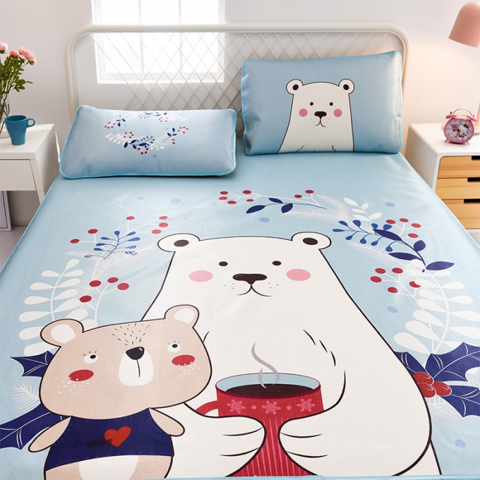 91家纺网 家纺一手货源 找家纺  芃成家纺 2020新款冰丝凉席 宝贝熊