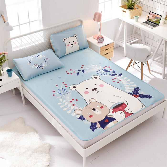 91家纺网 家纺一手货源 找家纺  芃成家纺 2020新款冰丝凉席 宝贝熊