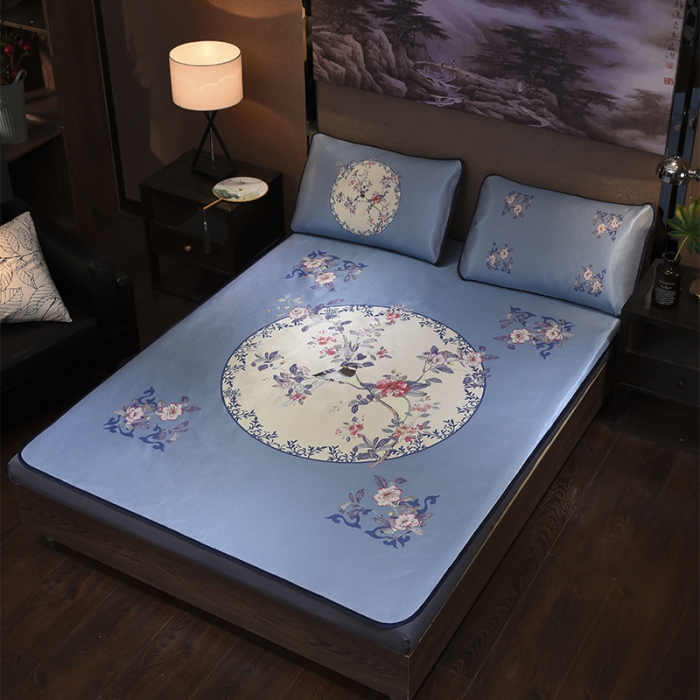 91家纺网 家纺一手货源 找家纺  芃成家纺 2020新款冰丝凉席 花好月圆