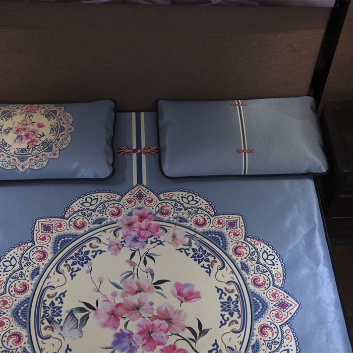 91家纺网 家纺一手货源 找家纺  芃成家纺 2020新款冰丝凉席 花间意