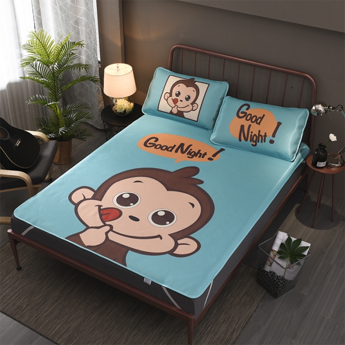 91家纺网 家纺一手货源 找家纺  芃成家纺 2020新款冰丝凉席 欢乐猴