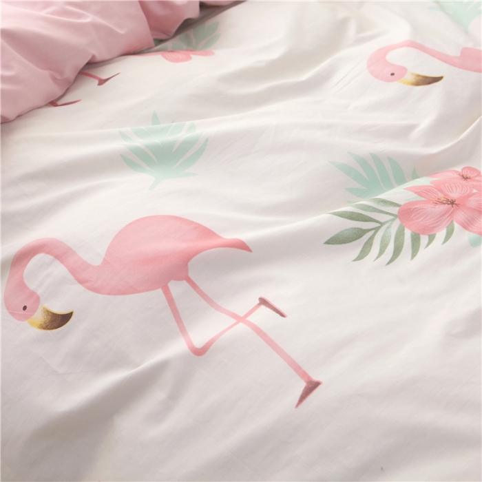 91家纺网 家纺一手货源 找家纺  芃成家纺 2020全棉133X72圆网四件套 粉白纯色火鸟