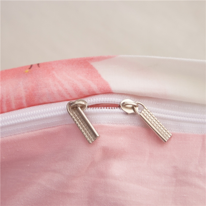 91家纺网 家纺一手货源 找家纺  芃成家纺 2020全棉133X72圆网四件套 粉白纯色火鸟