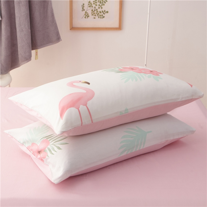 91家纺网 家纺一手货源 找家纺  芃成家纺 2020全棉133X72圆网四件套 粉白纯色火鸟