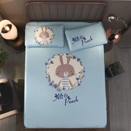 91家纺网 家纺一手货源 找家纺  芃成家纺 2020新款冰丝凉席 可爱兔