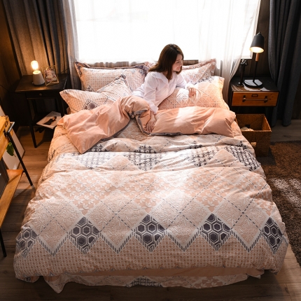 91家纺网 家纺一手货源 找家纺 （总）芃成家纺 5D雕花绒四件套随机花边