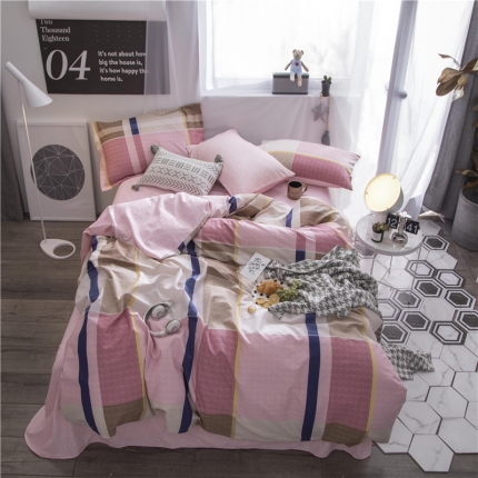  芃成家纺 2020全棉133X72圆网四件套 优格-粉