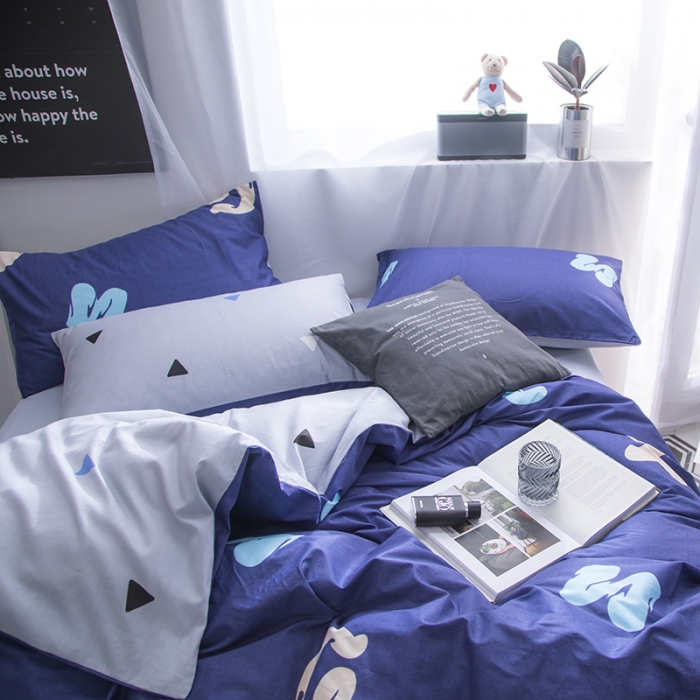 91家纺网 家纺一手货源 找家纺  芃成家纺 2020全棉133X72圆网四件套 蓝调