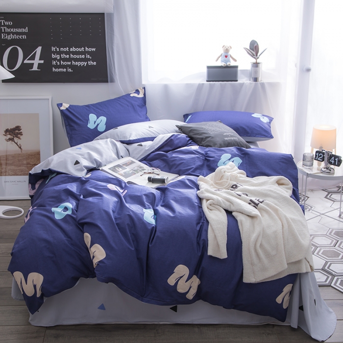 91家纺网 家纺一手货源 找家纺  芃成家纺 2020全棉133X72圆网四件套 蓝调