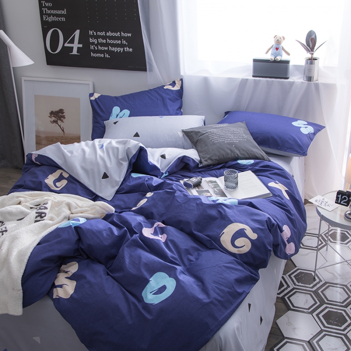 91家纺网 家纺一手货源 找家纺  芃成家纺 2020全棉133X72圆网四件套 蓝调