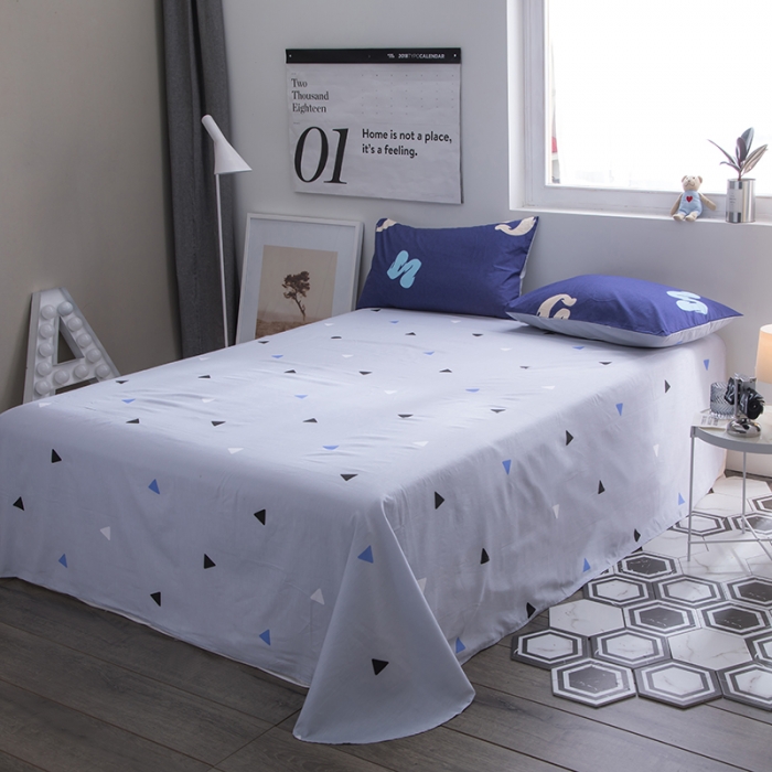 91家纺网 家纺一手货源 找家纺  芃成家纺 2020全棉133X72圆网四件套 蓝调