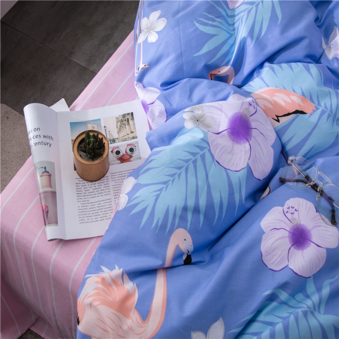 91家纺网 家纺一手货源 找家纺  芃成家纺 2020全棉133X72圆网四件套 火鸟爱恋