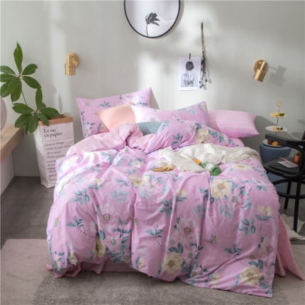  芃成家纺 2020全棉133X72圆网四件套 闺蜜-粉