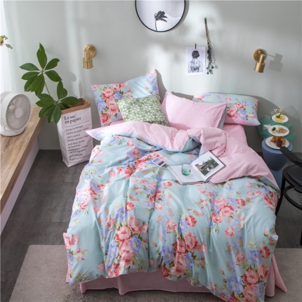 芃成家纺 2020全棉133X72圆网四件套 花间意