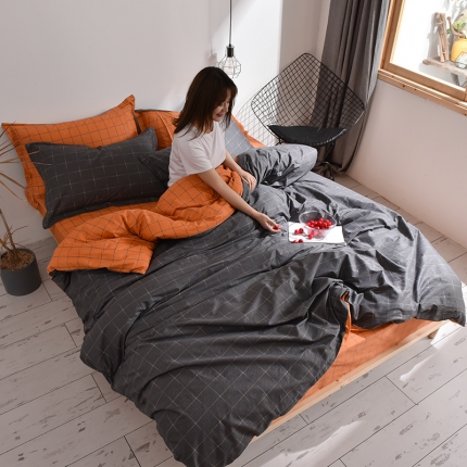 91家纺网 家纺一手货源 找家纺 芃成 2020新款全棉13070四件套 波斯迷情 灰