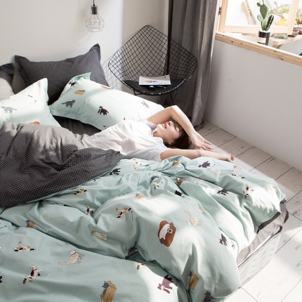 91家纺网 家纺一手货源 找家纺 芃成 2020新款全棉13070四件套 喵喵