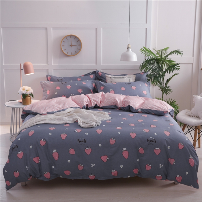 91家纺网 家纺一手货源 找家纺 芃成 2020新款全棉12868四件套 草莓爱恋