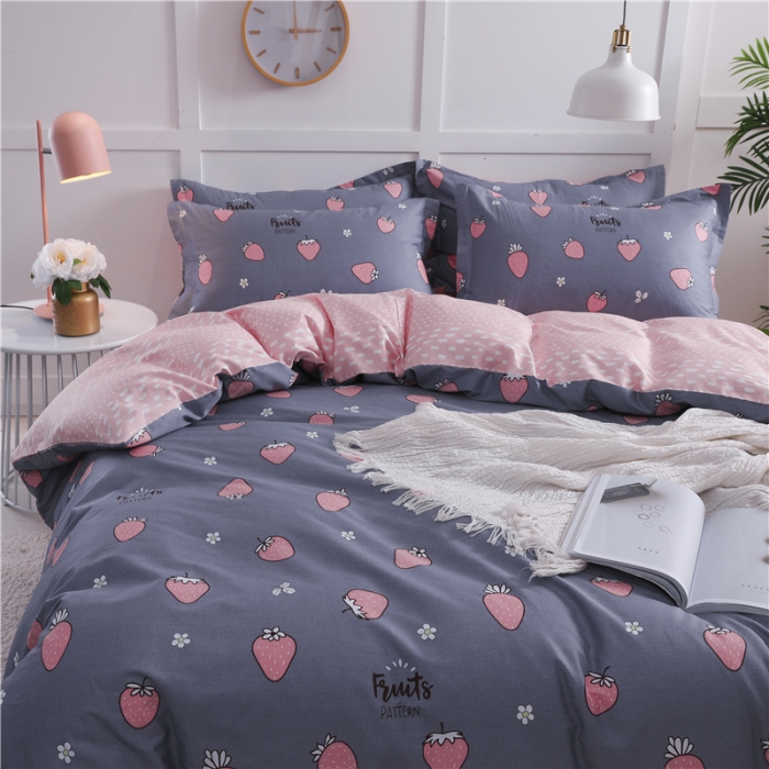 91家纺网 家纺一手货源 找家纺 芃成 2020新款全棉12868四件套 草莓爱恋