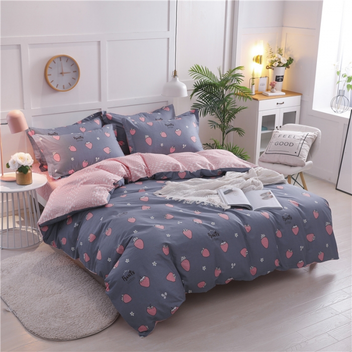 91家纺网 家纺一手货源 找家纺 芃成 2020新款全棉12868四件套 草莓爱恋