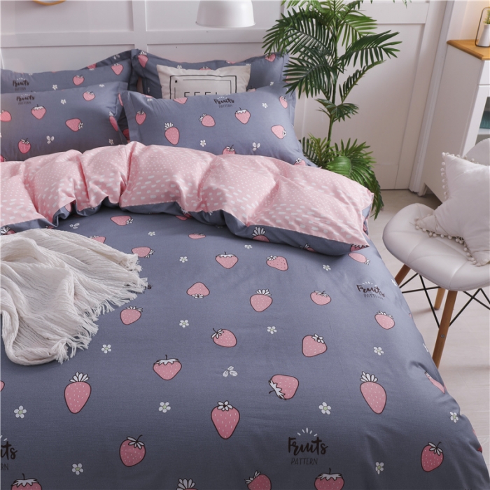 91家纺网 家纺一手货源 找家纺 芃成 2020新款全棉12868四件套 草莓爱恋