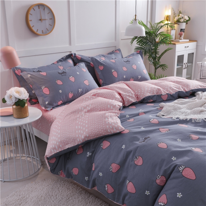 91家纺网 家纺一手货源 找家纺 芃成 2020新款全棉12868四件套 草莓爱恋