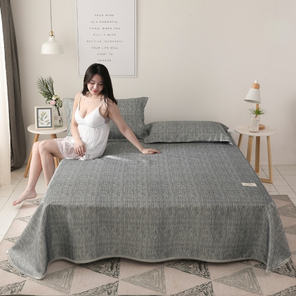 91家纺网 家纺一手货源 找家纺 芃成 2020新款床单款凉席三件套 肌理-灰