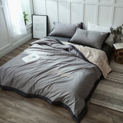 芃成 2020新款水洗真丝凉感夏被 凡妮莎-浅蓝灰