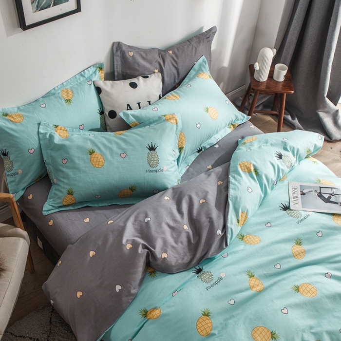 91家纺网 家纺一手货源 找家纺 芃成 2020新款洛卡全棉12868单被套 菠萝物语蓝