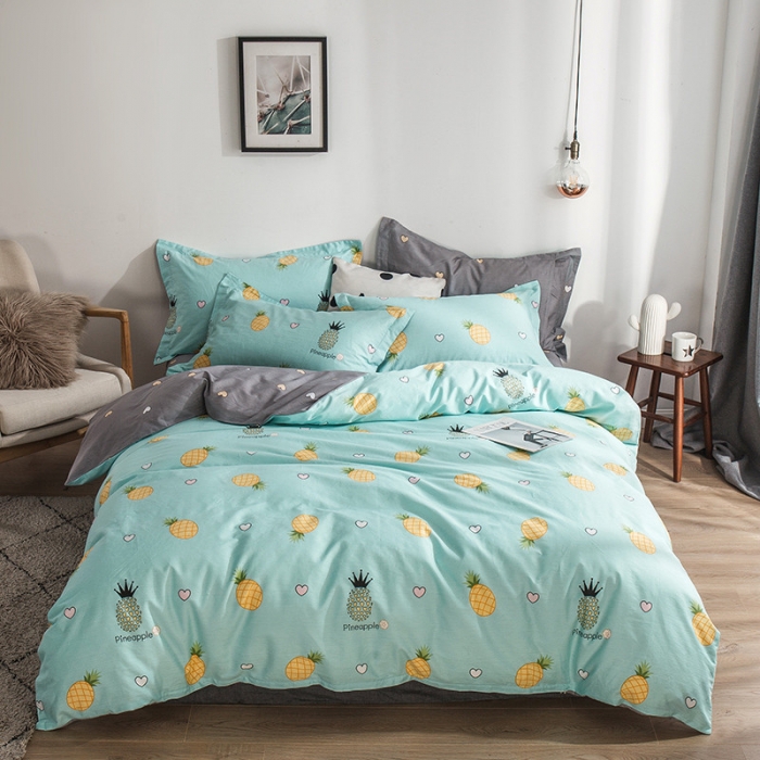 91家纺网 家纺一手货源 找家纺 芃成 2020新款洛卡全棉12868单被套 菠萝物语蓝